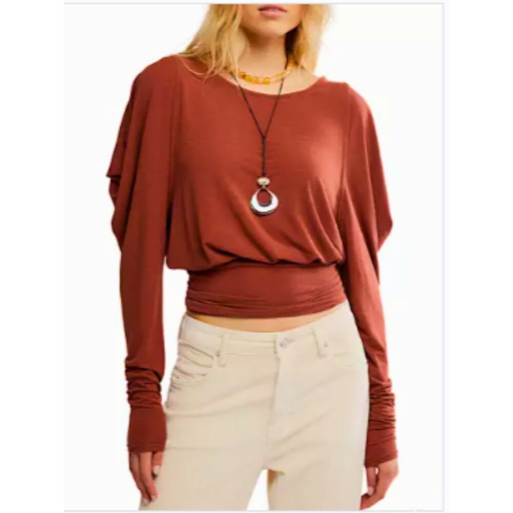 FREE PEOPLE Moxie Long Sleeve Top “Brick Wall”, XL